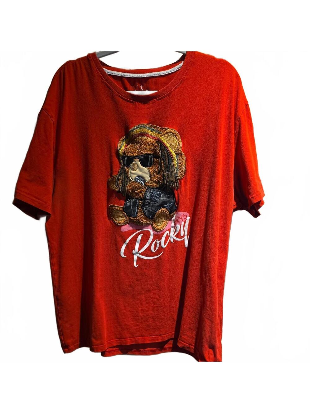 BKYS red Embroidered 3D Bear Tee Denim Rocky Bohemian T-Shirt Men 3XL China